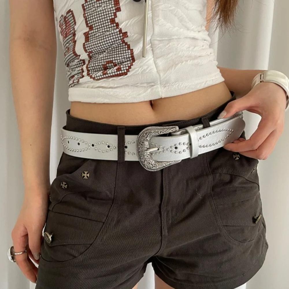Ethnic Style Rivet Waist Belt PU Leather Dress Jeans Belt Fashion Women's Belt  Ladies