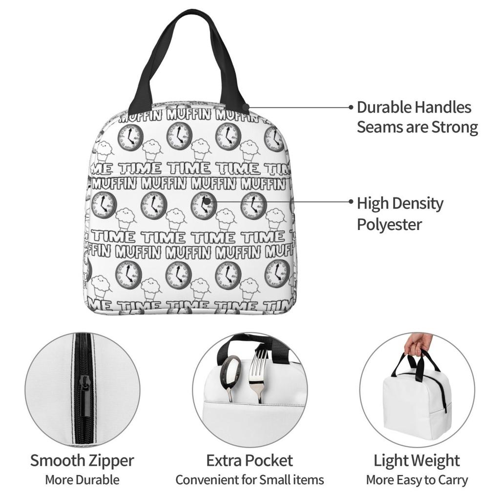 It Is Muffin Time (With Text) Insulated Lunch Bag for Kids School Cooler Thermal Food Box Tote Portable Lunch Boxes Container