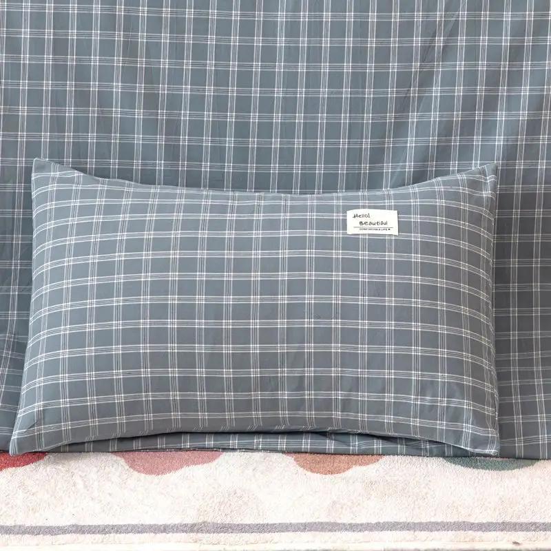 Plaid Pillow Case Home Bedroom Couples Cotton Comfortable Washable Case Cover for Adults Sleeping Textile New