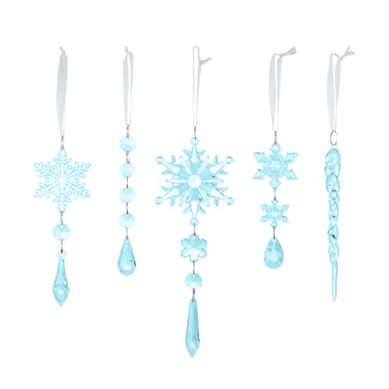 Crystal Christmas Ornaments for Tree Clear Acrylic Snowflake Icicle Ornaments with Drop Pendants for Winter Wonderland Chandelier Xmas Tree Decor