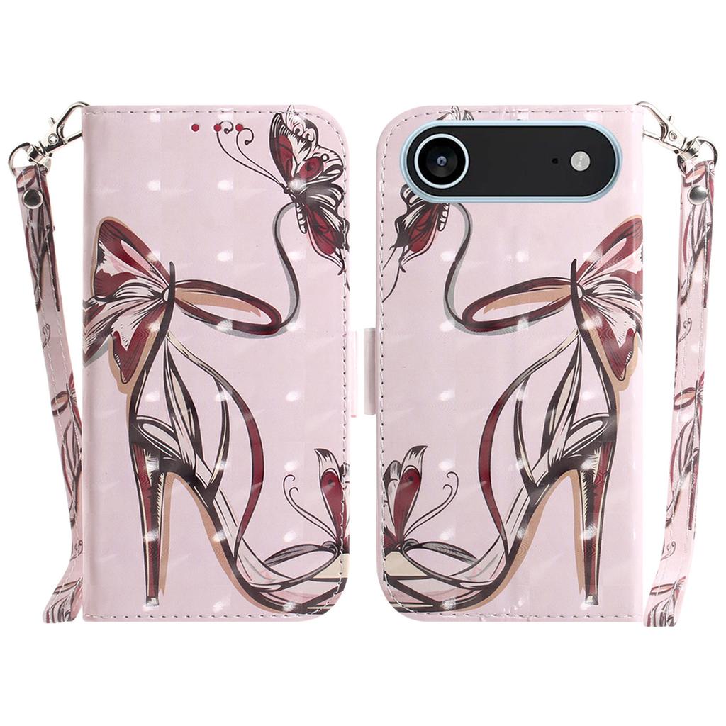 Pro iPhone 17 Air Pouzdro Vzorový Tisk Kožená Peněženka Kryt na Telefon s Poutkem na Zápěstí