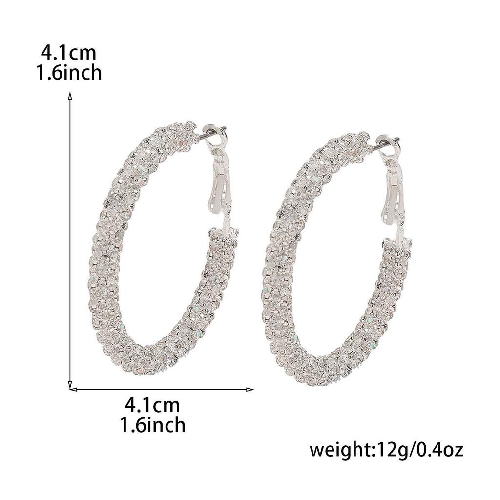 4cm AB Color Rhinestone Earrings: Sparkly C-Shaped Dangles - Versatile, Light Luxury Women's Fashion Accessory