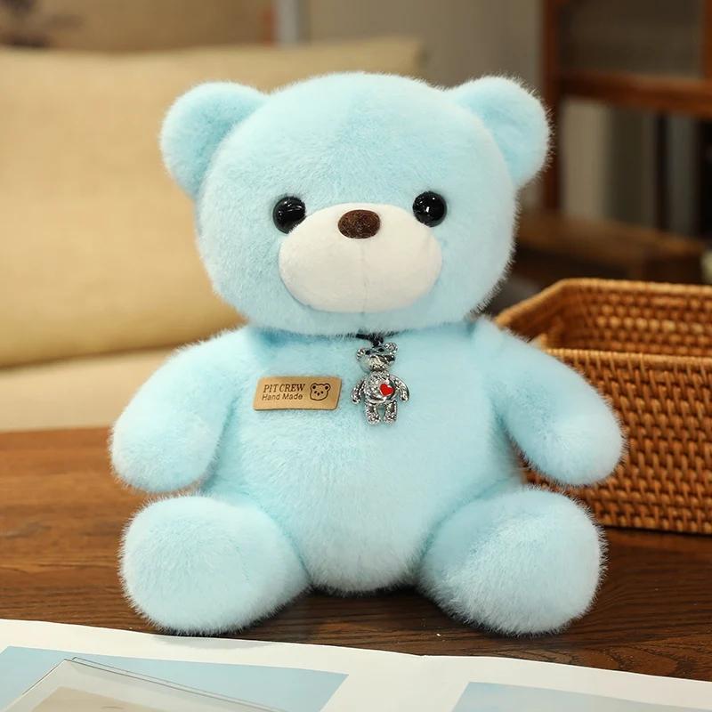 25cm Kawaii Colorful Bow Tie Bear Doll Plush Toy Stuffed Bear with Rose Animal Doll Birthday Gift Pillow for Girls Children