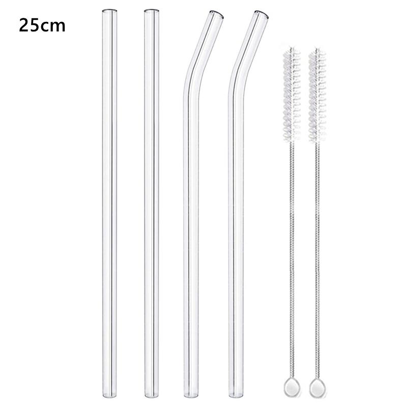25cm Glass Smoothie Straws 10" X 8mm Long Reusable Clear Drinking Straws for Smoothie Milkshakes Bar Cocktail Drinkware