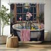 1Pc Halloween Skeleton Bathtub Shower Curtain Funny Bone Decor Vintage Style Polyester Fabric Bathroom Decor Bathtub Partition