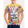 Men's Easter Bunny Tshirt Tops 3D Print Cute Rabbit With Eggs T Shirt For Men New In Round Neck Short Sleeve Tee Shirts