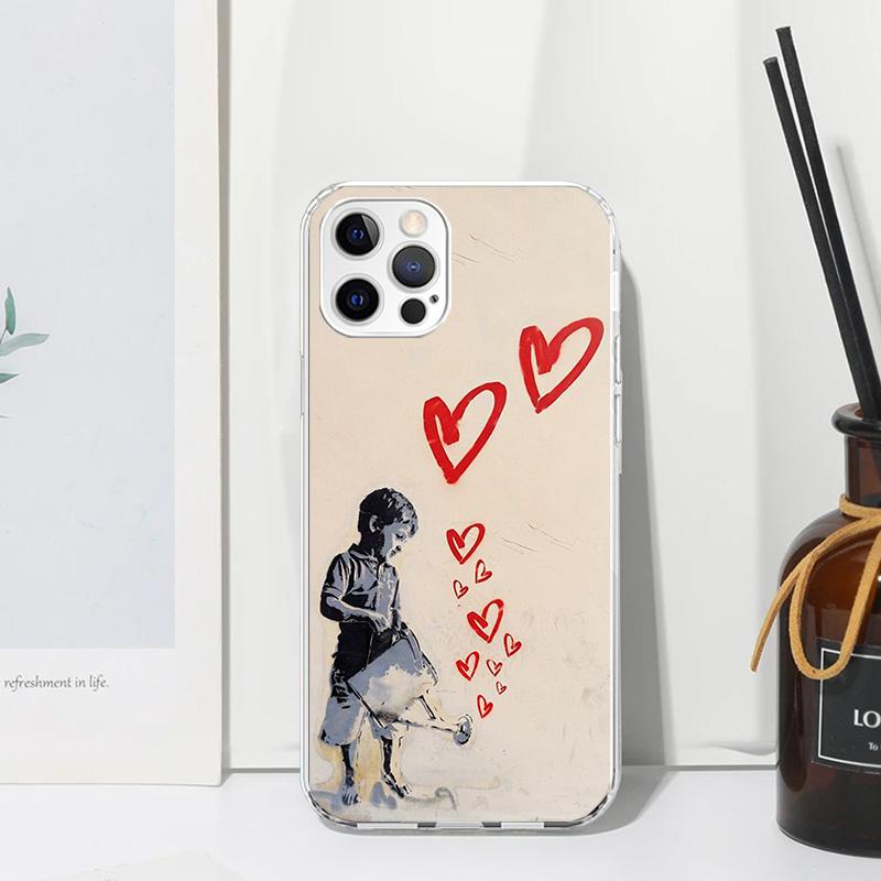 Street Art Banksy Graffiti Phone Case For Iphone 17 Air 16 15 Plus 16E 14 Pro Max 13 Mini 12 11 7 8 SE Fundas Soft Back Cover 17