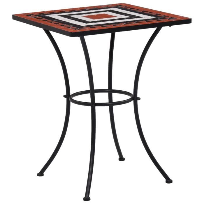 Table de bistro - vidaXL - Mosaïque - Terre cuite et blanc - 60 cm - Fer laqué