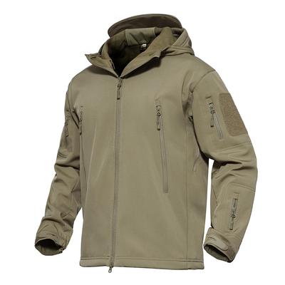 Tactical Parka Outerwear Survival Game Jacket Combat Soft Shell Jacket Military Fishing Climbing Clothes Khaki L [MAGCOMSEN] Men's
