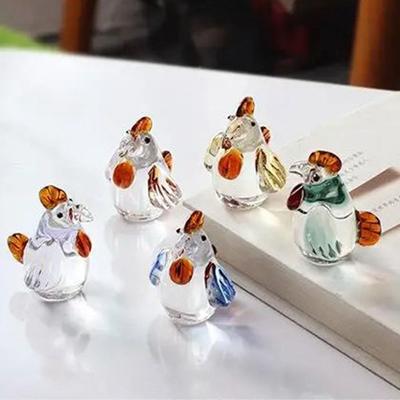 Kreativní glazovaná křišťálová ozdoba kohouta Roztomilá kreslená figurka kuřete Ručně vyrobená zvířecí ozdoba Dětská hračka