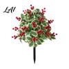 Outdoor Patio Christmas Accents Artificial Poinsettia Flower Yard Stake Red Floral Ground Spike Decor Potted Pine for Weather‑Resistant Fake Plant