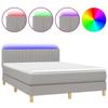 VidaXL Slat Bed Base with Mattress and LED, Upholstered Bed, Double Bed, Adult Bedroom Interior Bed, 3133869