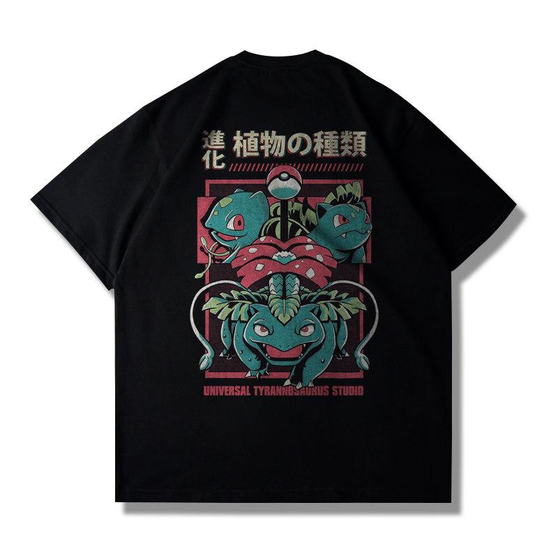 T-shirt Manches Courtes Thème Pikachu Pokémon Nouvelle Collection pour Hommes et Femmes Extra Épais Coupe Ample avec Épaules Tombantes