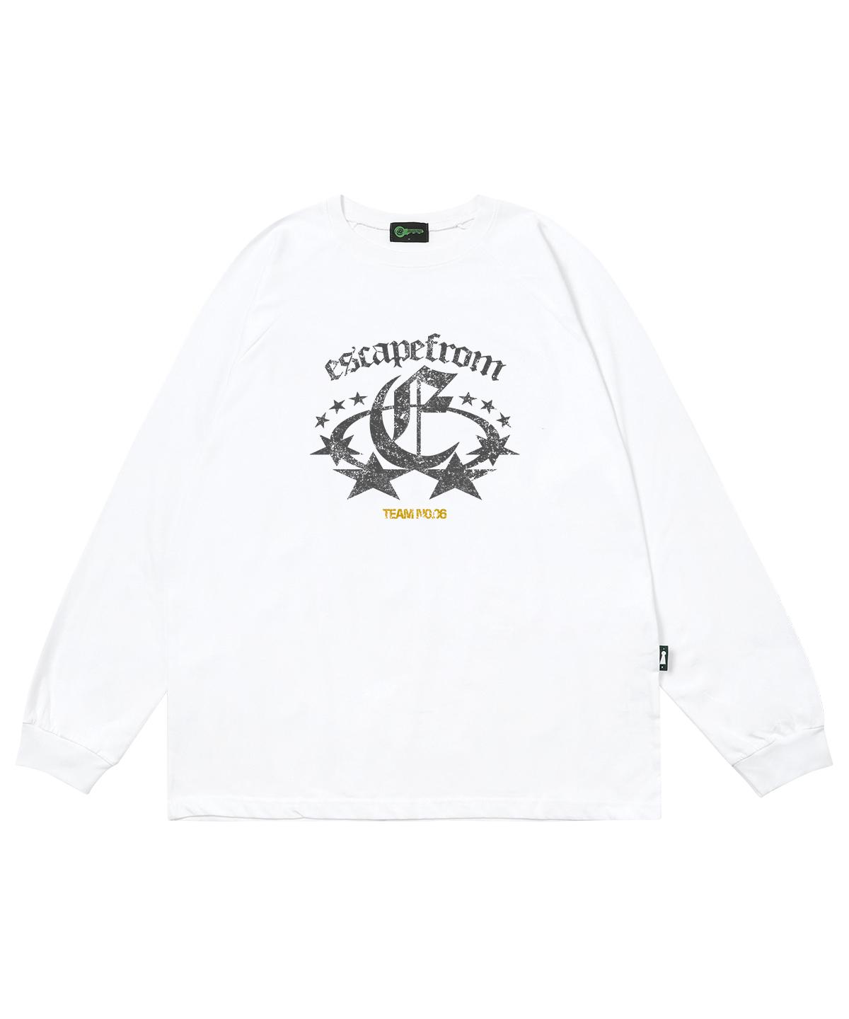 Escape From Charcoal Team Number 06 Print Long Sleeve White L