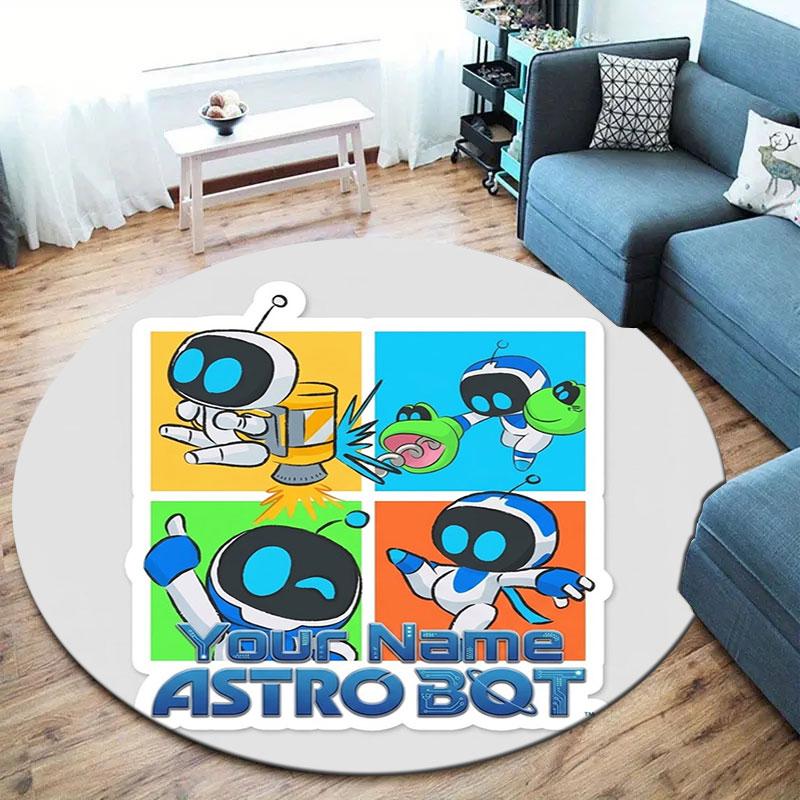 ASTRO BOT Custom Name Round Area Rug,Carpet Rug for Living Room Bedroom Sofa Playroom Decor,Non-slip Floor Mat