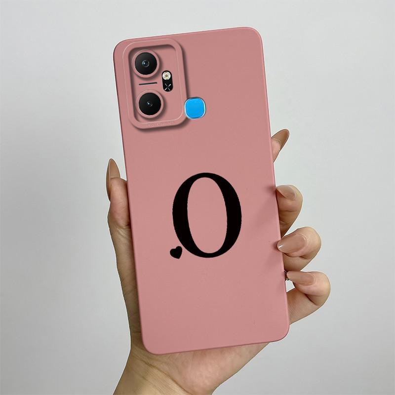 For Infinix Smart 6 Plus Case Infinix Smart6 Plus Phone Case X6823C Cute Initial Letters Square Soft Silicone Back Cover Fundas