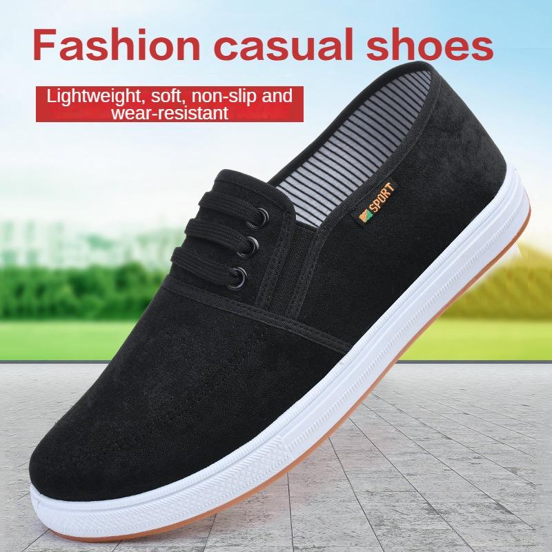 Fashion 2024New Men's Canvas Board Shoes with Soft Sole and Soft Surface Soft and Comfortable Anti slip and Wear Resistant One Step Step
