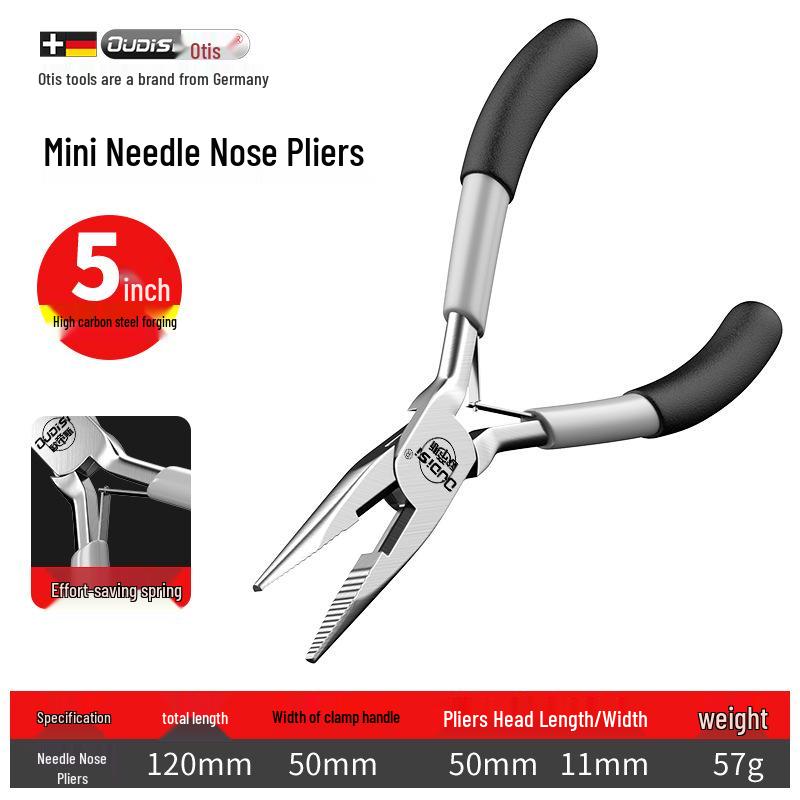 

Mini 5-inch Needle-Nose Pliers: Multifunctional, High-Hardness Steel Wire Cutters, Angled Electrician Wire Stripper. In stock for quick delivery