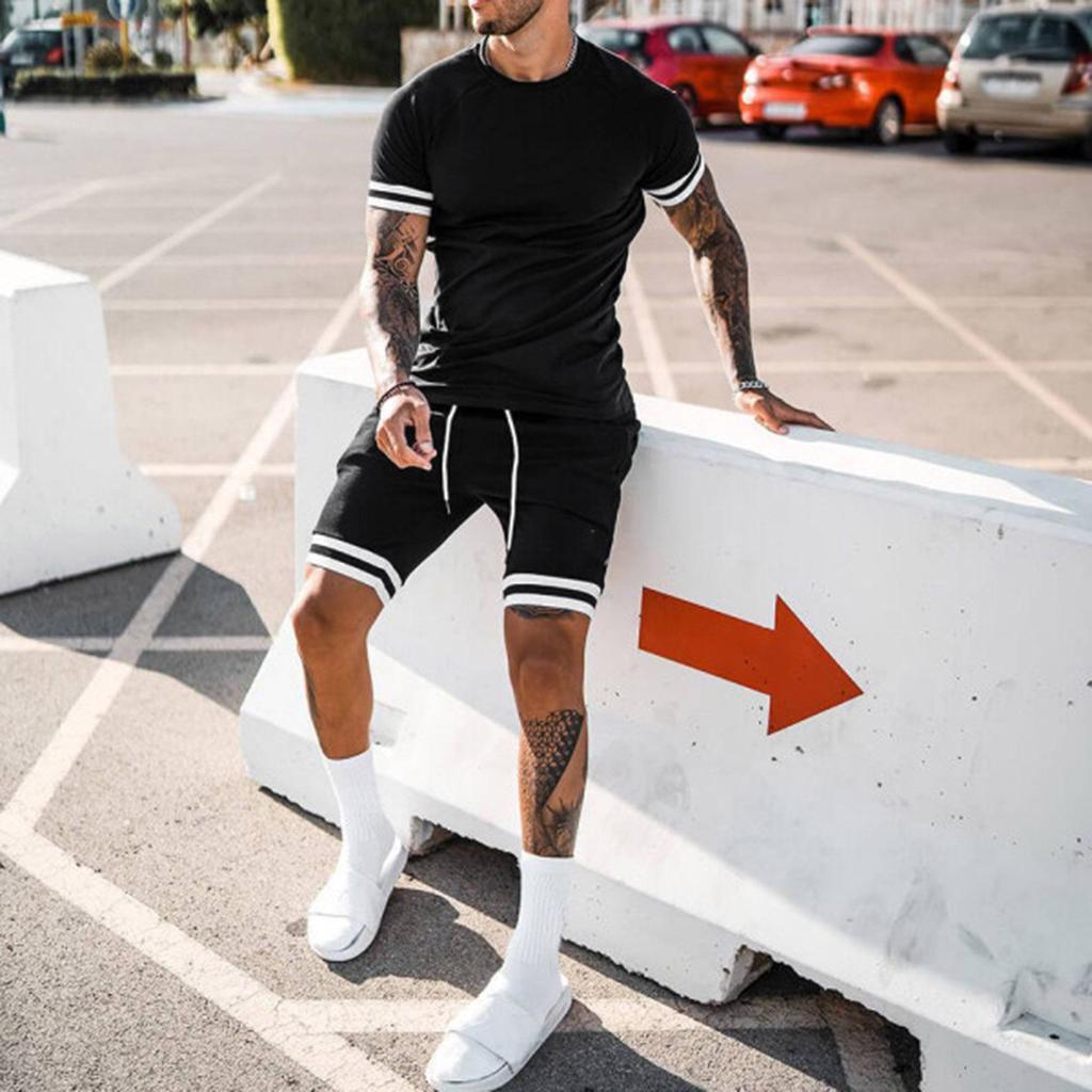 Men's Casual Summer Shorts and Short-Sleeve T-Shirt Set