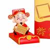 Festival Decorative Statue Chinese Wealth God Ornament Resin Mobile Phone Stand  Home Party Decor