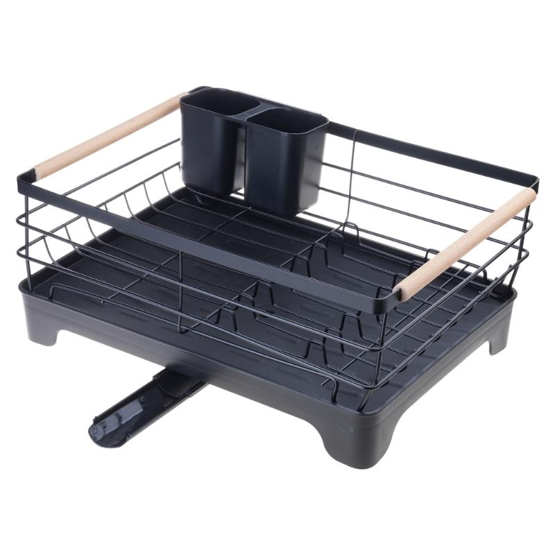 

Rustproof Kitchen Counter Organizers With Integrated Drainage System And Detachable Accessory Rack Space Saving Design чорний