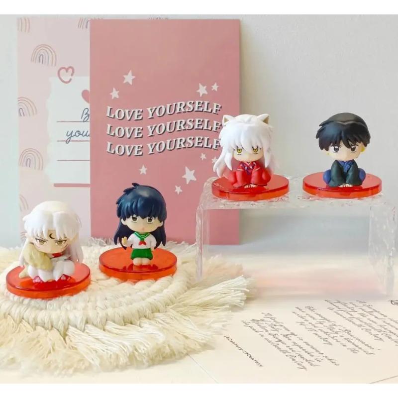 4 Pezzi/Set Anime INUYASHA Giocattolo Figura Kikyo Sesshoumaru Higurashi Kagome Bambola Cartoon Regalo per Bambini