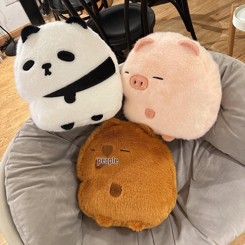Capybara and Panda Hugging Plush Pillow Doll - Cute Cartoon Cushion Toy