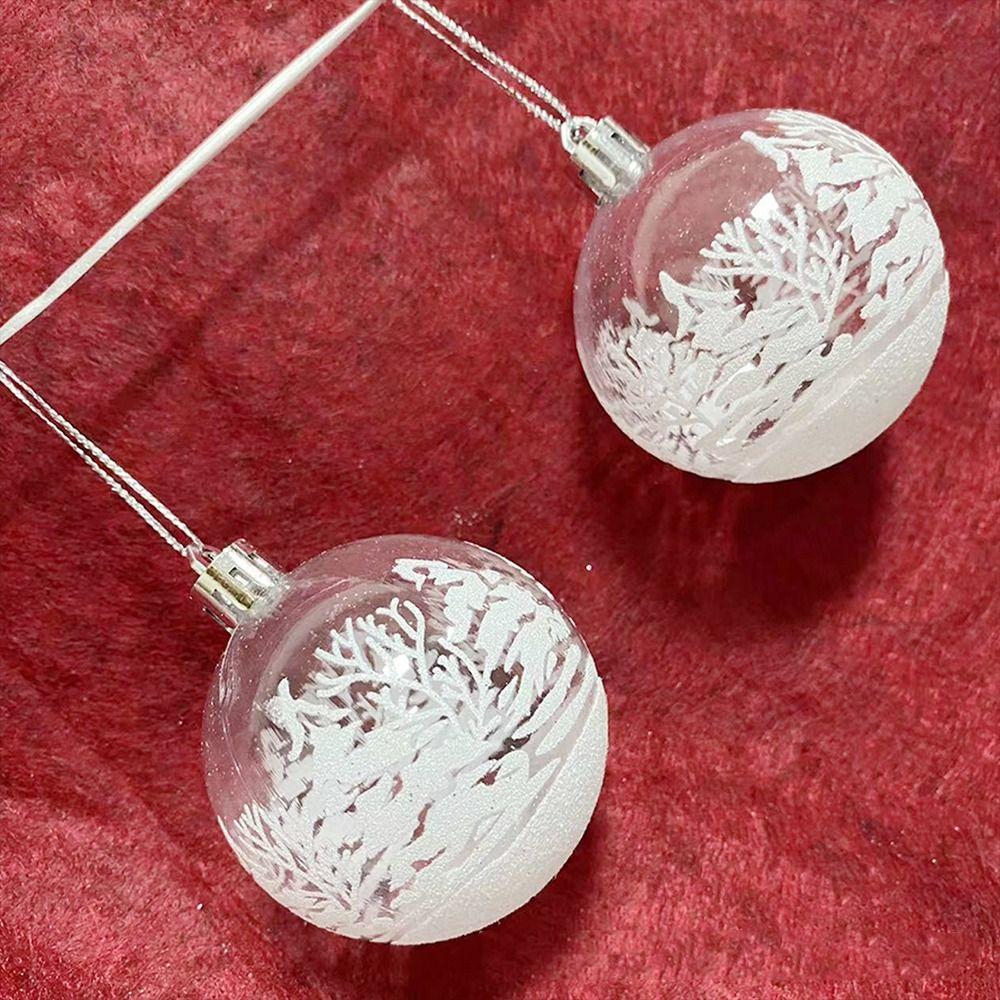 6pcs New Year 6cm Snow Ball Pendant Transparent Xmas Tree Decor Hanging Ball Clear Baubles Xmas Hanging Ornament Home Decor