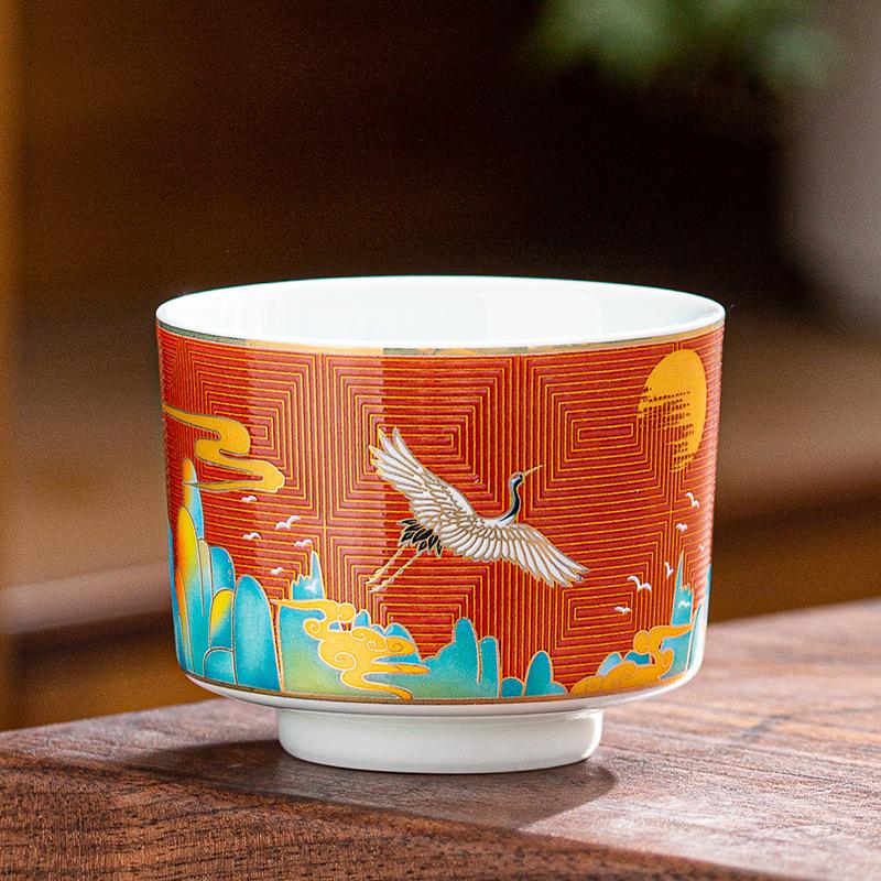 NEW Enamel Color 999 Pure Silver Inner Liner Ruihe Kung Fu Tea Master Cup Home Set Gift Box
