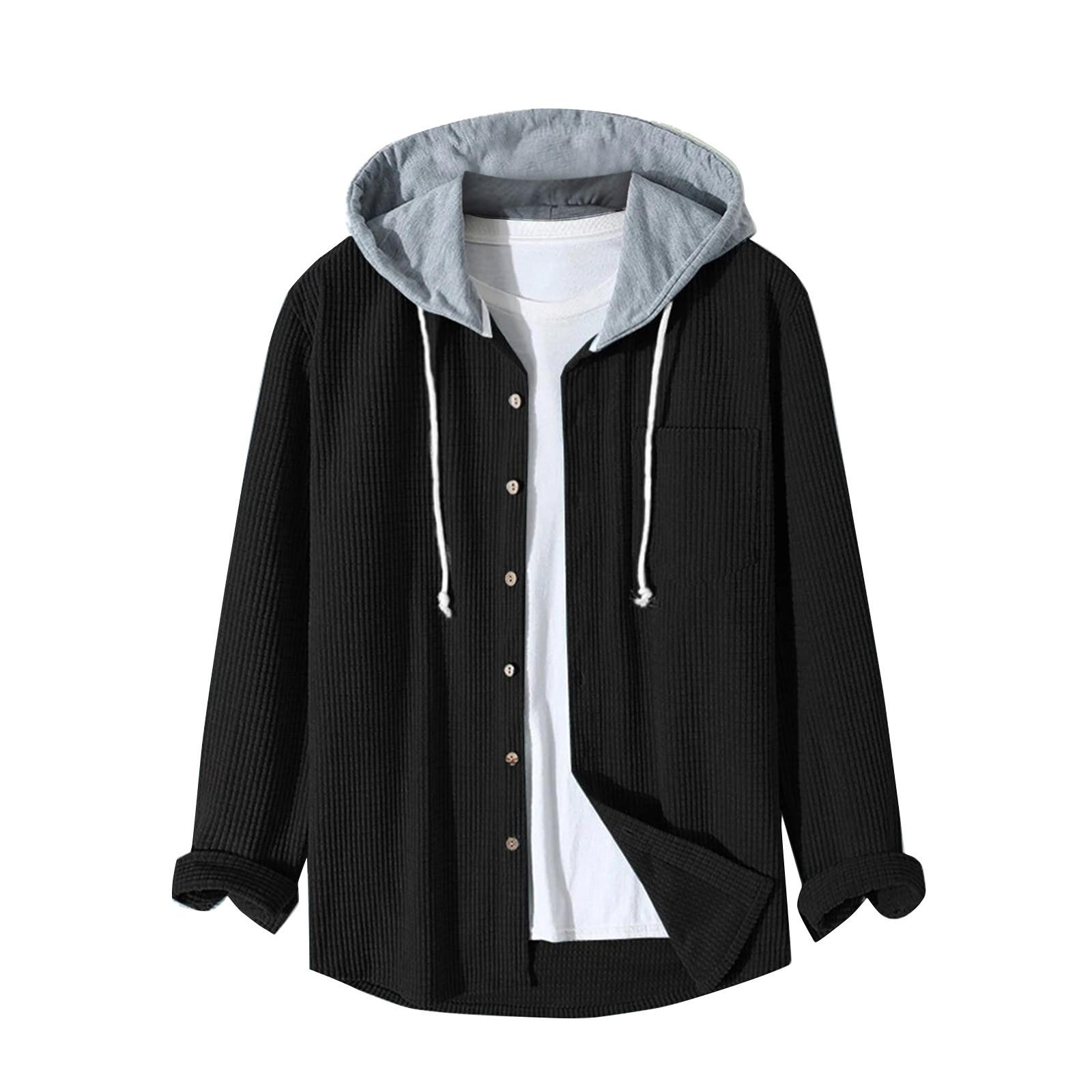 

Мужская маленькая клетчатая рубашка с капюшоном и пуговицами, мужская повседневная модная толстовка L