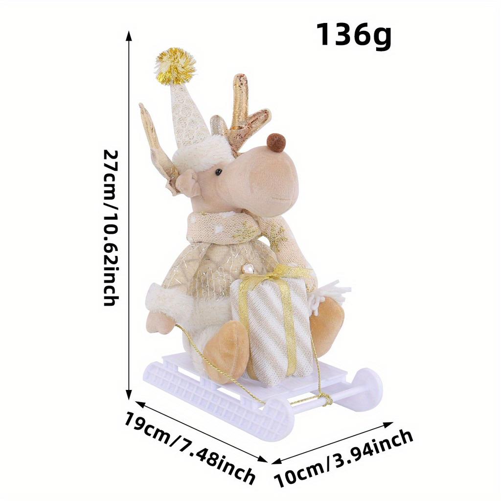 1Pc Christmas Santa Claus Elk Sleigh Doll Window Display Ornaments, for Living Room Window Glass Door Christmas Tree Decoration