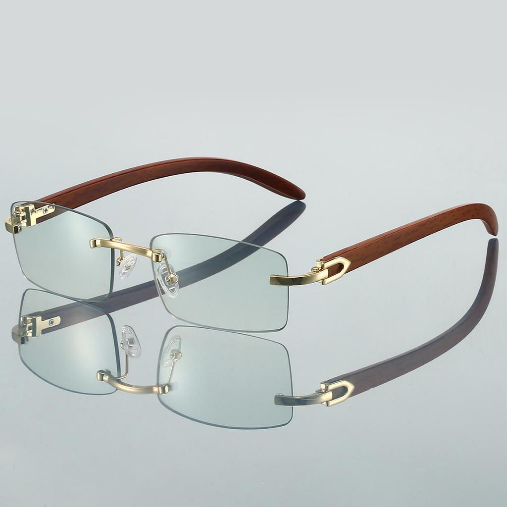 Rimless Rectangle Sunglasses Men Classic Vintage Gradient Shades Women Trendy Fashion Luxury Brand Designer Sun Glasses