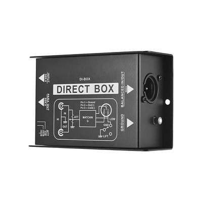 Caixa DI passiva de canal único profissional, caixa de áudio de injeção direta, conversor de sinal balanceado e desbalanceado com interface XLR TRS para guitarra elétrica