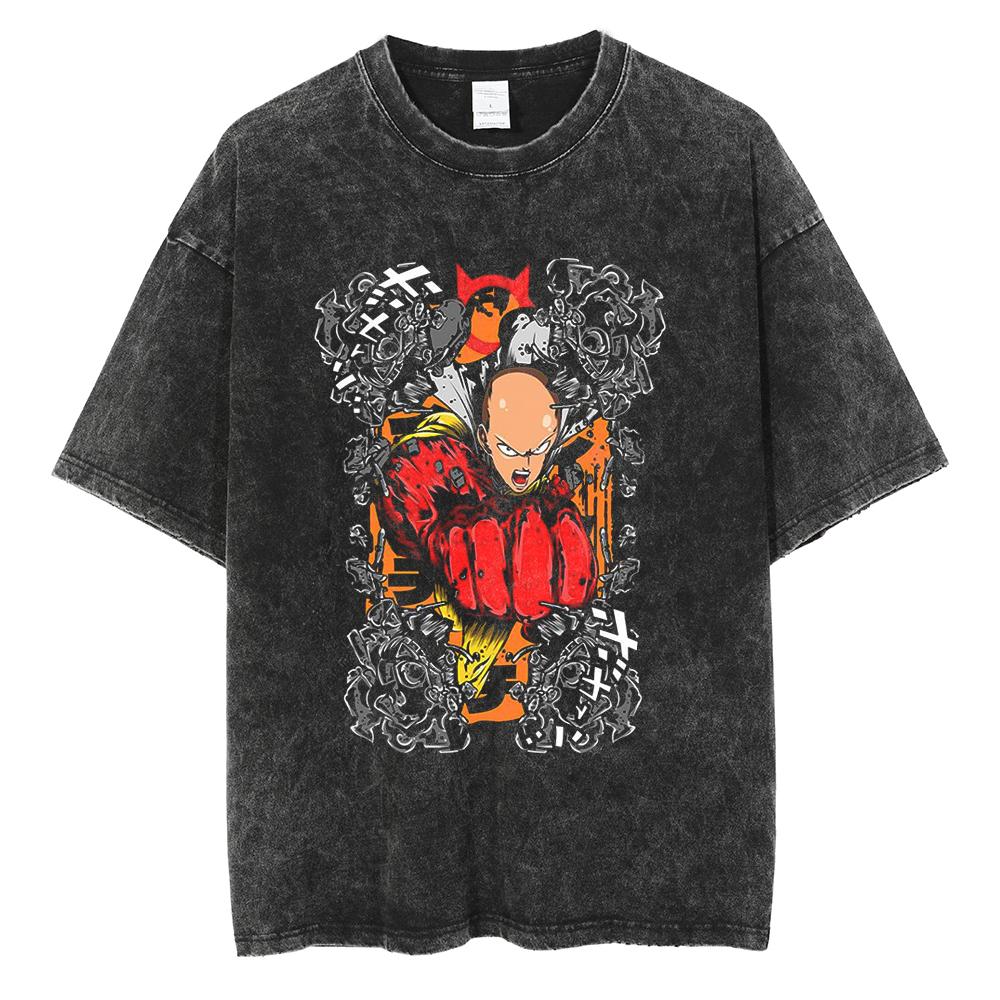 Tricou Imprimat Anime ONE PUNCH-MAN Saitama Bărbați Femei Tricouri Bumbac Spălat Tricou Supradimensionat Harajuku Masculin Manga Vintage