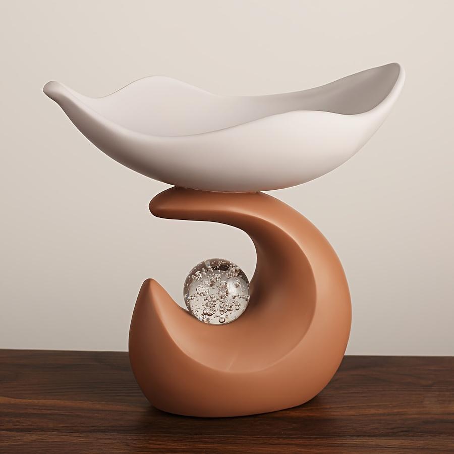 

Modern Resin Organizer Tray with Crystal Ball Decoration,Wavy Design Desktop Organizer for Keys, Watches, Glasses, Storage Bowl for Entryway, Office