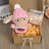Mini-Häschen-Umarmung, Ostergeschenk, Plüsch-Kaninchenpuppe mit Strickmütze und Bommeltasche, emotionales Unterstützungstier mit Geschenkbox, inspirierende Karte