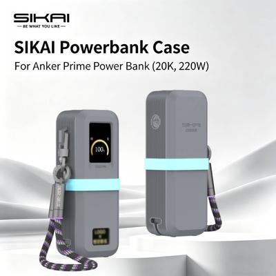 SIKAI Silicone Powebank Case for Anker Prime Power Bank (20K, 220W) Shockproof Cover with Cable Organizer Ring Lanyard Hole