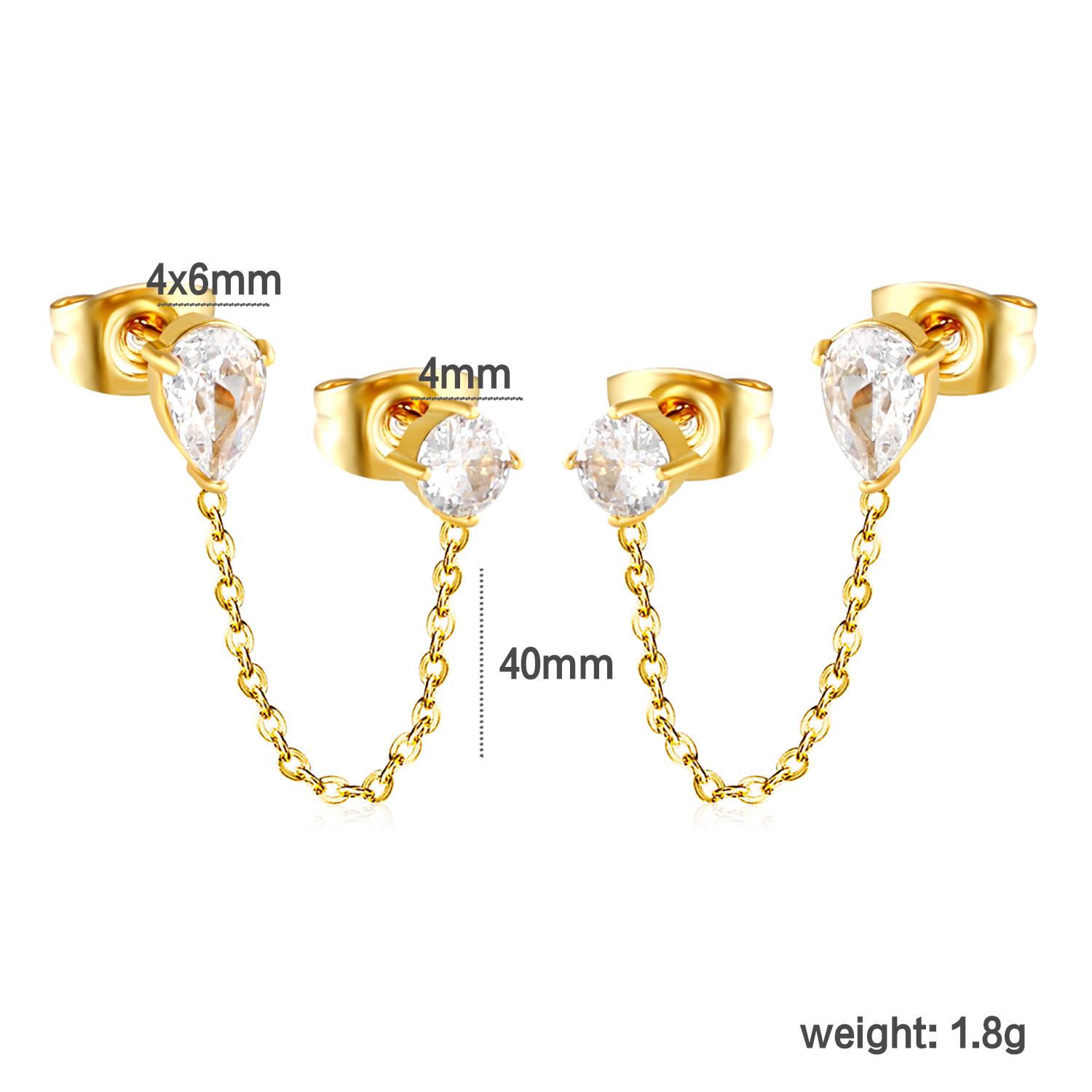

Personalized Long Heart Drip Oil Screw Ear Bone Studs Double Piercing Earrings Women Fashion Jewelry