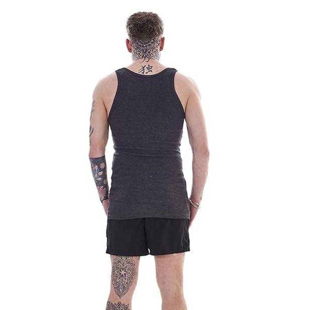 Keanu Mens Ribbed Cotton Blend Fitted Vest Top (Pack of 6)