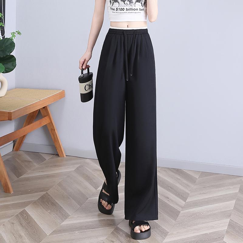 

Женские летние спортивные штаны с широкими штанинами и банановым принтом - длиной до пола, прямого кроя, больших размеров M чёрный