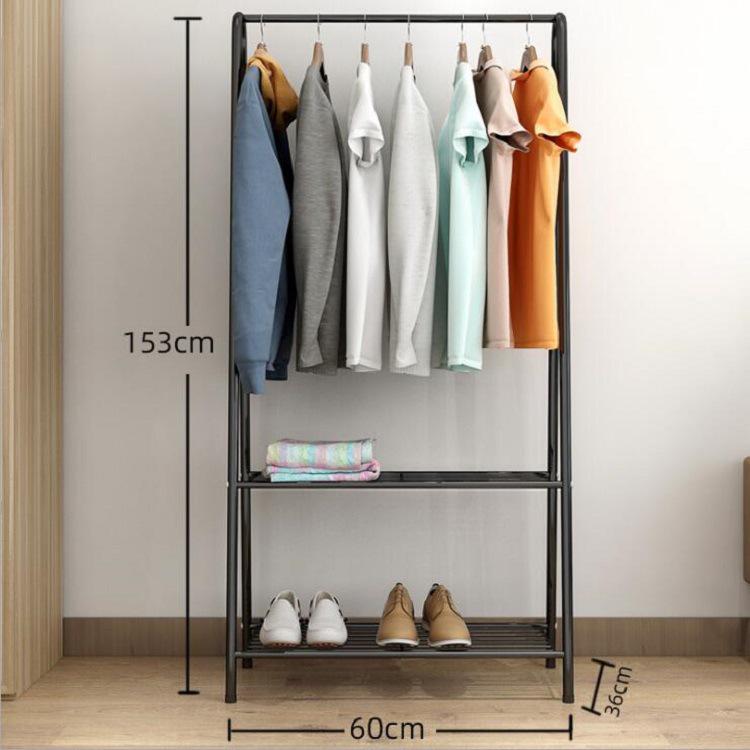 Sleek Wrought Iron Clothes Rack: Minimalist Floor-Standing Design for Easy Assembly