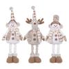 Christmas Snowman Doll Decoration Retractable Long Legs Handmade Knitted Scarf Plush Earmuff Xmas Desktop Elk Ornament Holiday Festive Gift
