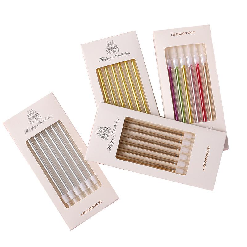 Birthday Cake Candle Pencil Straight Rod Gold Plated Baking Candle Slim Candle Baking Packaging Decoration