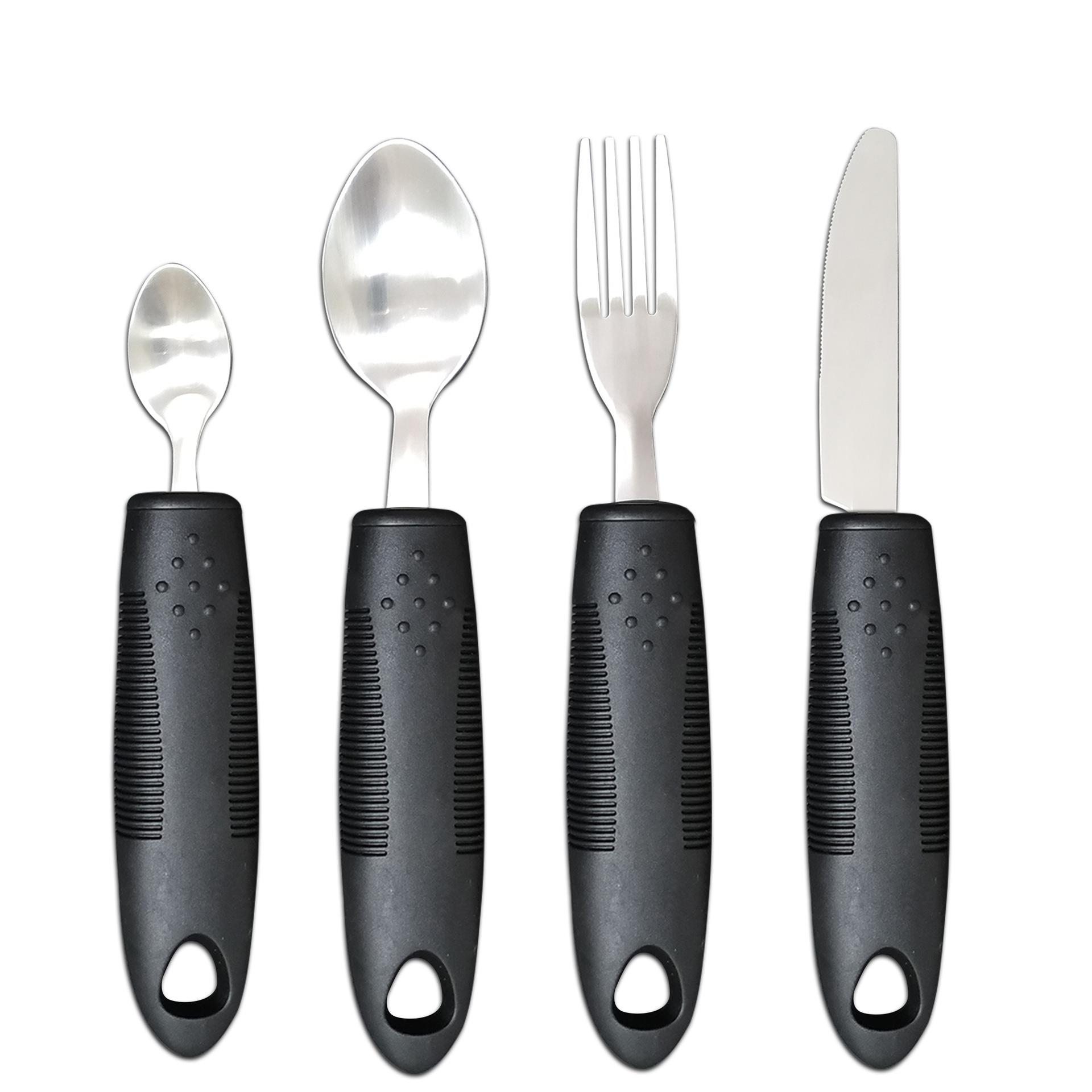

Adaptive eating utensils for the elderly,stainless steel rubber handle,for patients with hand tremors and Parkinson s arthritis