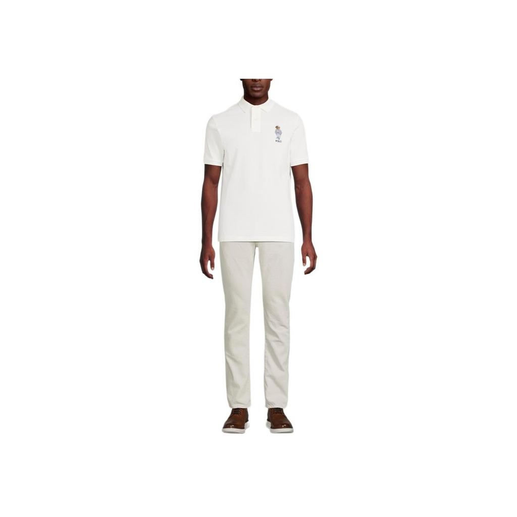 Polo Ralph Lauren Patterned Mesh Short Sleeve Polo Shirt Men tops White 710967444-001