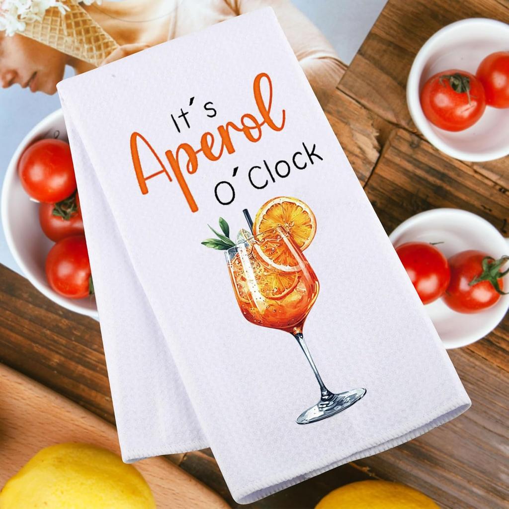 JNIAP Aperol Spritz Kitchen Towel Aperol Spritz Themed Gift Aperol Spritz Dish Towel Italian Aperol Spritz Lover Gifts Aperol Spritz Hand Towels