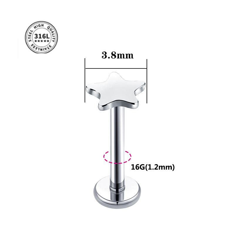 VOJO 16G Flat Back Tiny Stud Earrings Internally Threaded Tragus Helix Cartilage Piercing Zircon for Women