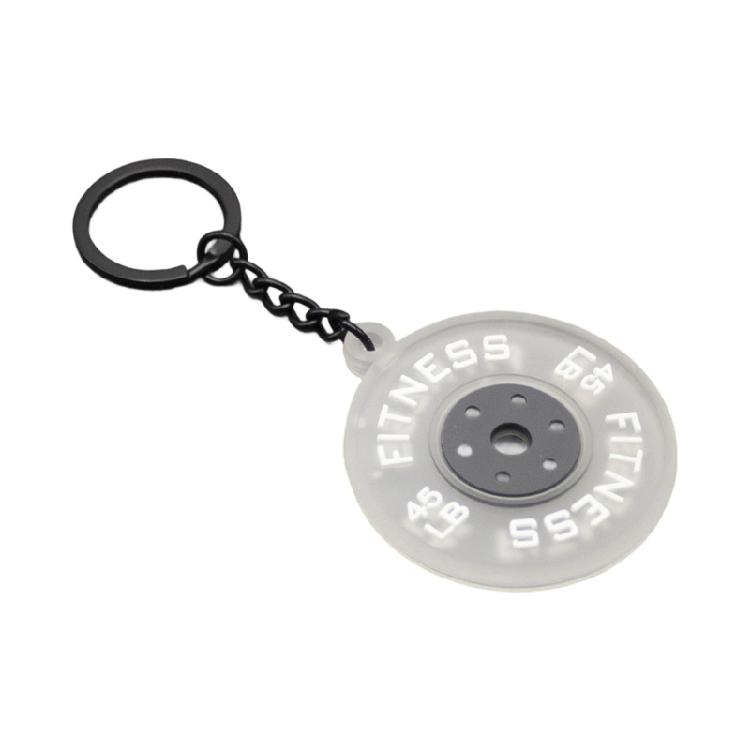 Rubber Fitness Keychain Weightlifting Theme 45lb Engraved Plate Keyring Lightweigh Barbell Plate Key Chain Accessory