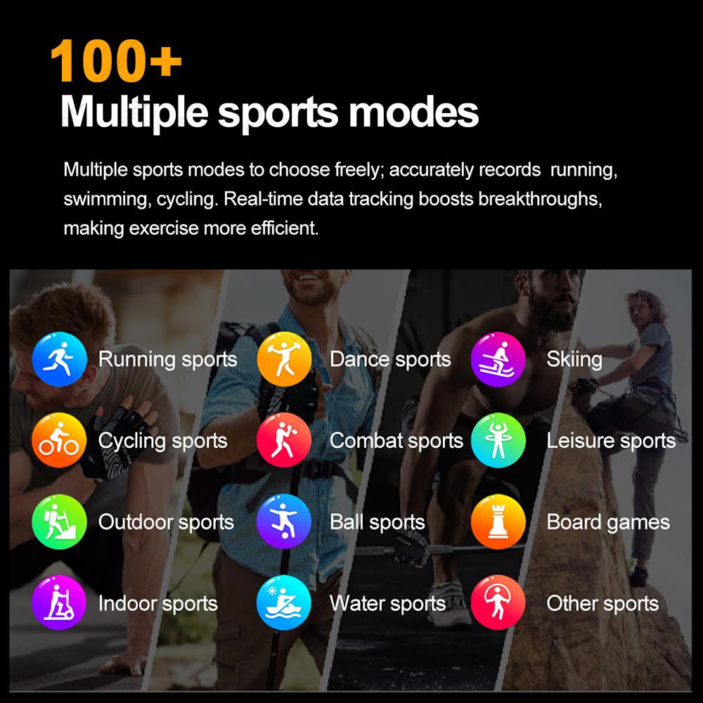 Sports Smart Watch Men Compass 1000mAh Large Battery Bluetooth Call 1.46 Inch Health Monitoring Waterproof Smartwatch  New