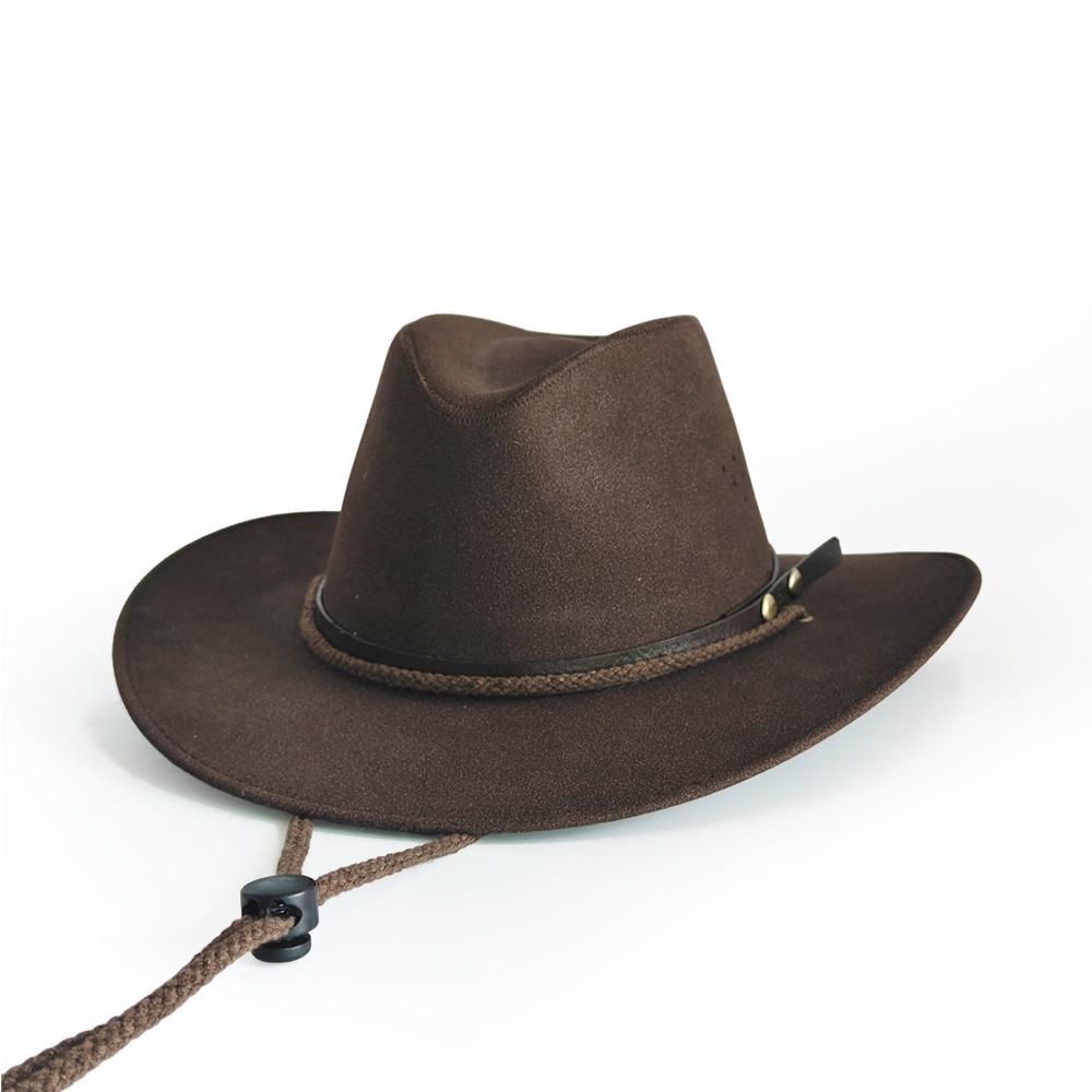 

Western Cowboy Hat With Frosted Leather Retro Gentleman Lady Jazz Cowgirl Cap Outdoor Fishing Hat Church Sombrero Caps 56-58cm
